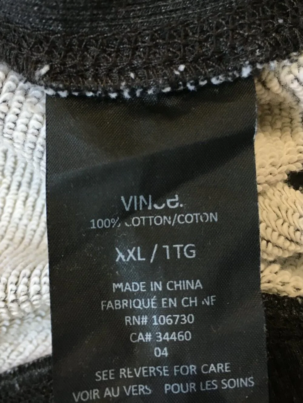 VINCE Marled Dark Gray White Ribbed Inserts Long Sleeve Crew Neck Pullover Shirt